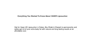 everything you wanted to know about vaser liposuction