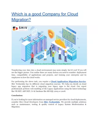 which is a good company for cloud migration