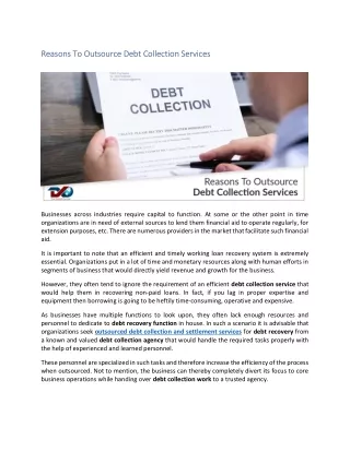 Reasons To Outsource Debt Collection Services