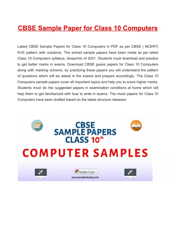 Ppt Cbse Sample Paper 2021 For Class 10 Computers Based On Revised Cbse Syllabus 2020 21 9409