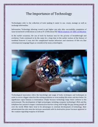 the importance of technology