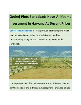 Godrej Plots Faridabad: Have A lifetime Investment In Haryana At Decent Prices
