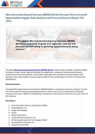 microelectromechanical systems mems market
