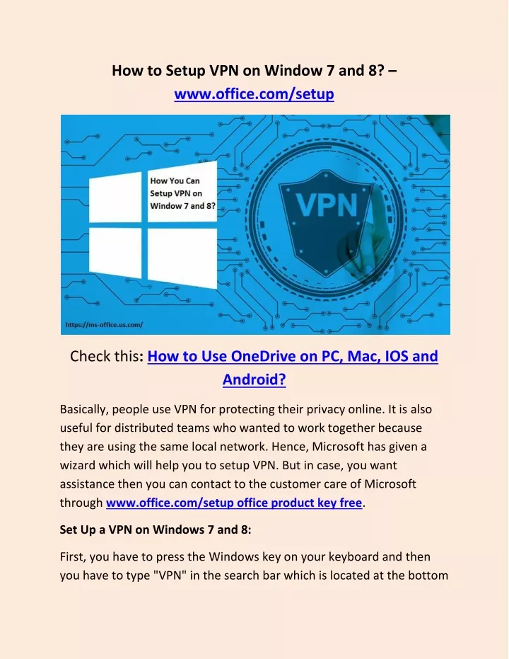 how to setup vpn on window 7 and 8 www office