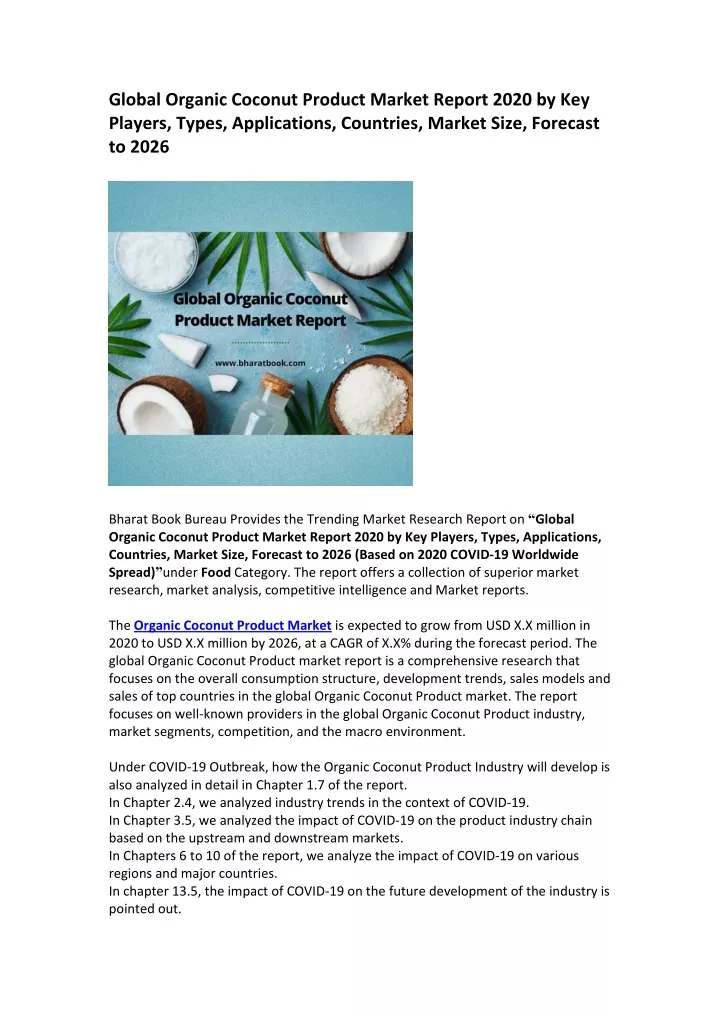 global organic coconut product market report 2020