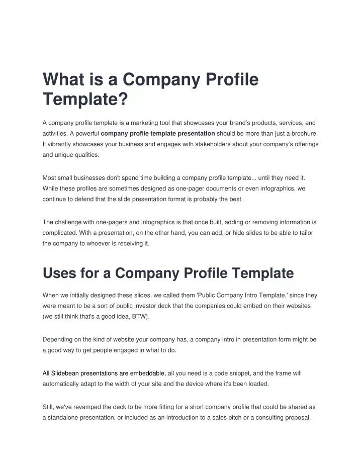 what is a company profile template
