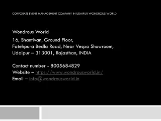 corporate event management company in udaipur wondrous world
