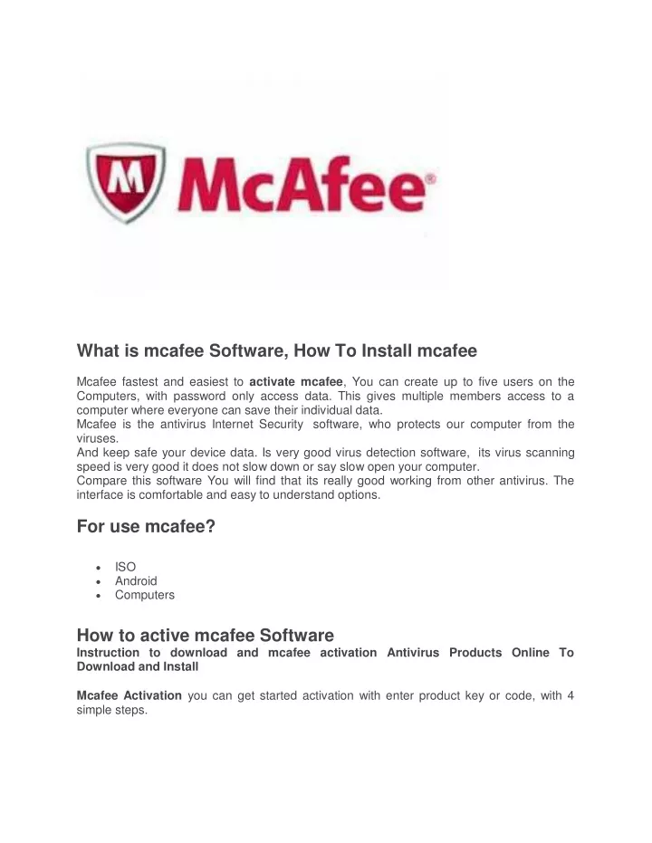what is mcafee software how to install mcafee