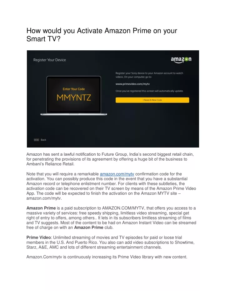 how would you activate amazon prime on your smart