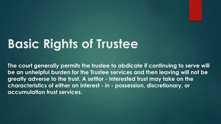 basic rights of trustee