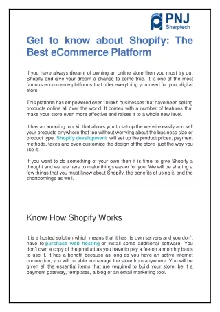 get to know about shopify the best ecommerce