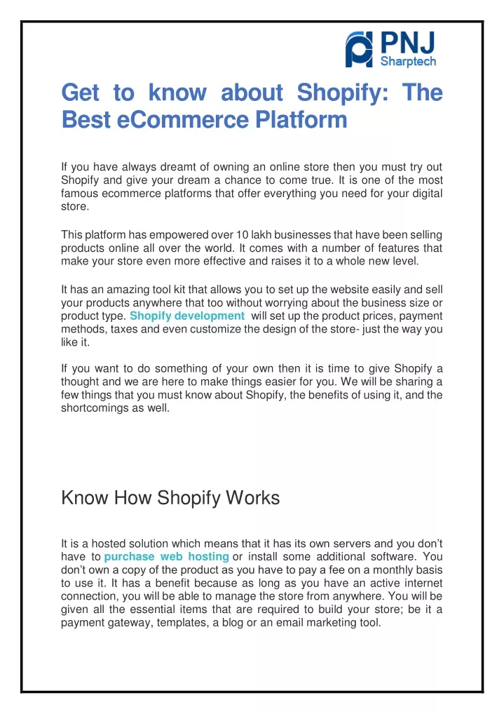 get to know about shopify the best ecommerce