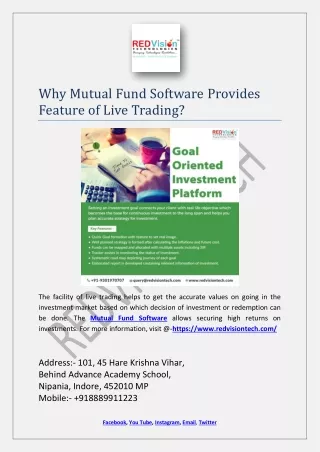 why mutual fund software provides feature of live