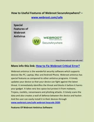 how to useful features of webroot secureanywhere