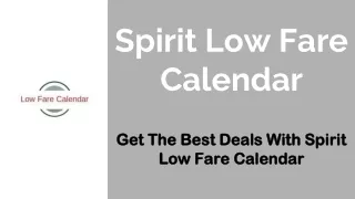 Spirit Low Fare Calendar