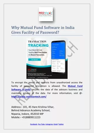 why mutual fund software in india gives facility