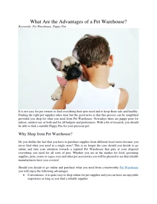 what are the advantages of a pet warehouse