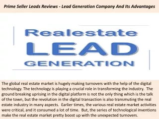 prime seller leads reviews lead generation company and its advantages