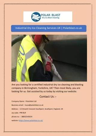 Industrial Dry Ice Cleaning Services UK | Polarblast.co.uk