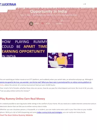 How Playing Rummy Could Be A Part Time Earning Opportunity In India