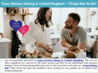 Trans Women Dating in United Kingdom – Things Not To Do
