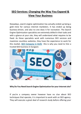 SEO Services: Changing the Way You Expand & View Your Business