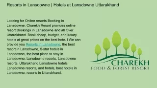 Resorts in Lansdowne | Hotels at Lansdowne Uttarakhand