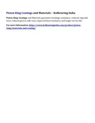 piston ring coatings and materials kolbenring