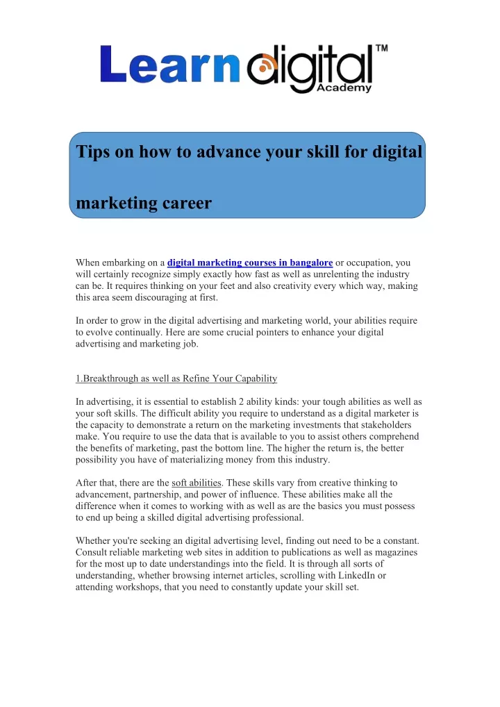 tips on how to advance your skill for digital
