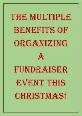 The Multiple Benefits of Organizing a Fundraiser Event this Christmas!