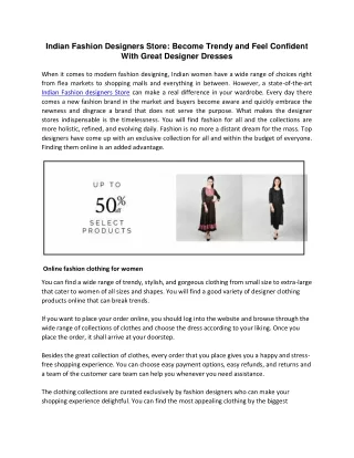 Indian Fashion Designers Store: Become Trendy and Feel Confident With Great Designer Dresses