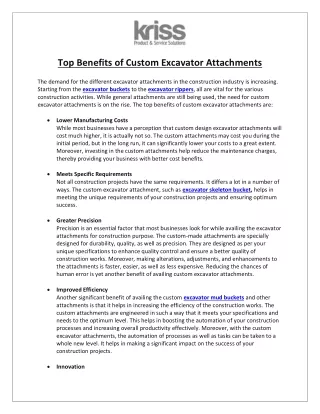 top benefits of custom excavator attachments