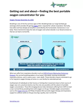 Getting out and about—finding the best portable oxygen concentrator for you
