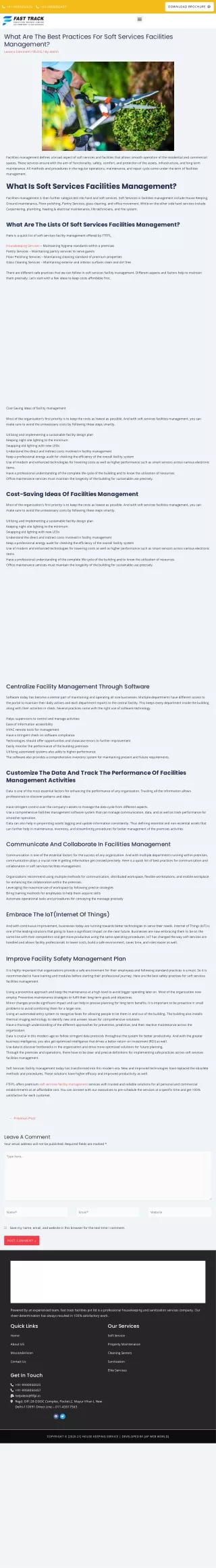 What are the best practices for soft services facilities management?