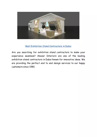 Best Exhibition Stand Contractors in Dubai