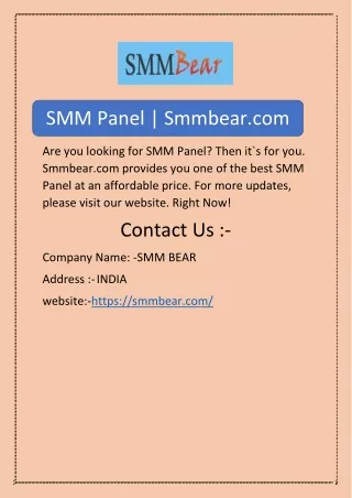 SMM Panel | Smmbear.com