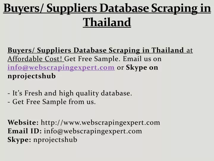 buyers suppliers database scraping in thailand