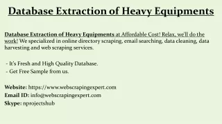 database extraction of heavy equipments