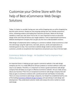 customize your online store with the help of best