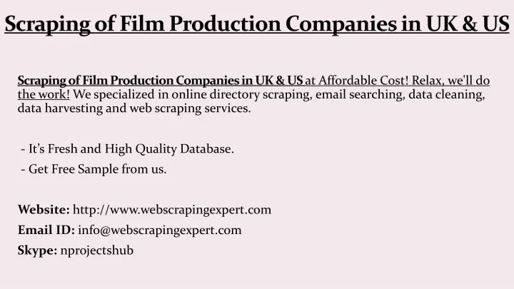 scraping of film production companies in uk us