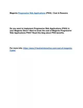 magento progressive web applications pwa cost