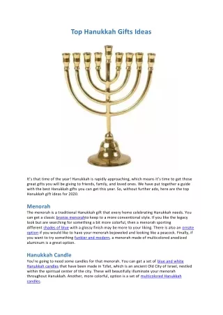 Top Hanukkah Gifts Ideas