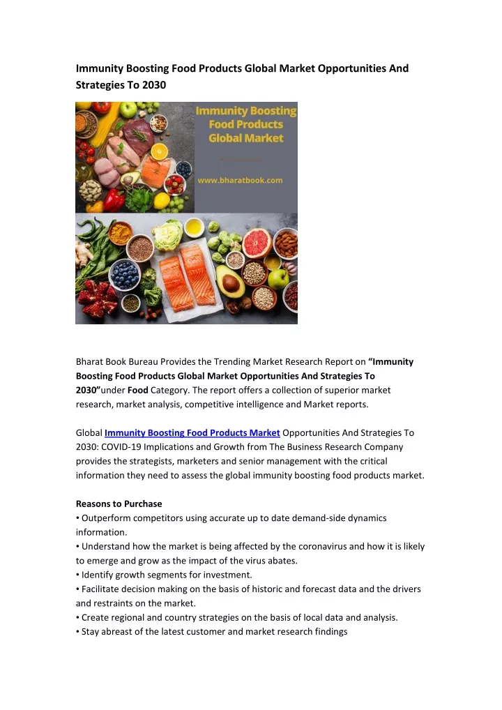 immunity boosting food products global market