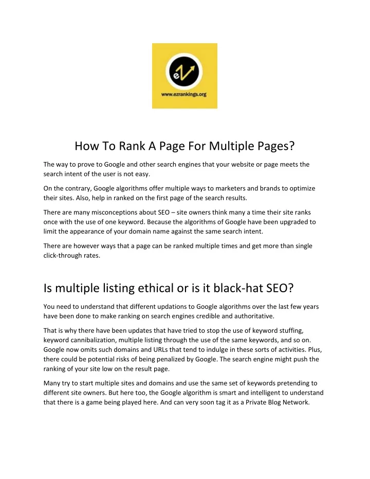 how to rank a page for multiple pages