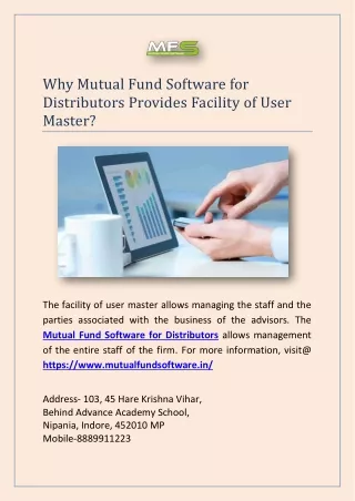 why mutual fund software for distributors