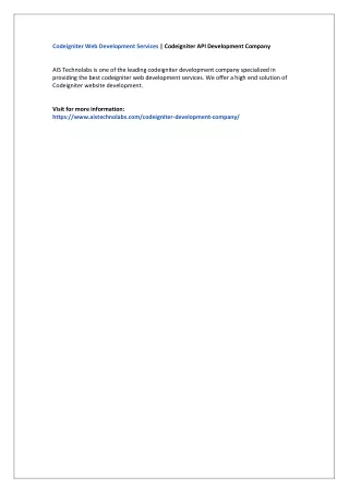 codeigniter web development services codeigniter