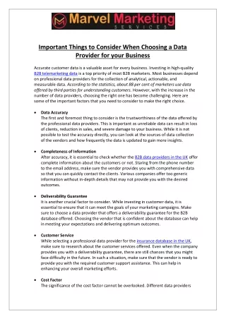 Important Things to Consider When Choosing a Data Provider
