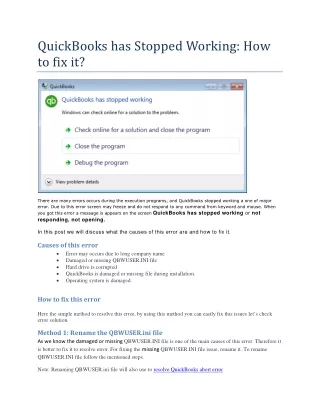 quickbooks has stopped working how to fix it