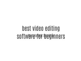 best video editing software for beginners