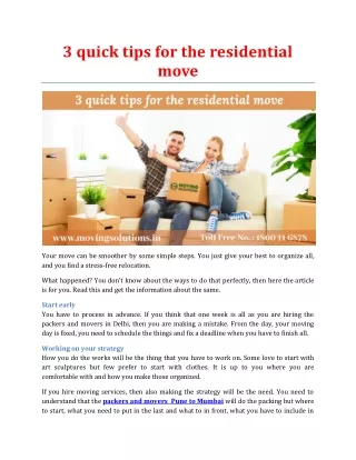 3 quick tips for the residential move